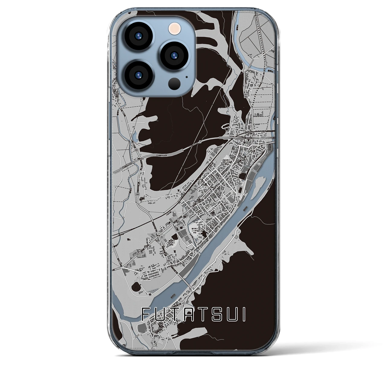 【二ツ井(秋田県)】地図柄iPhoneケース(クリアタイプ)