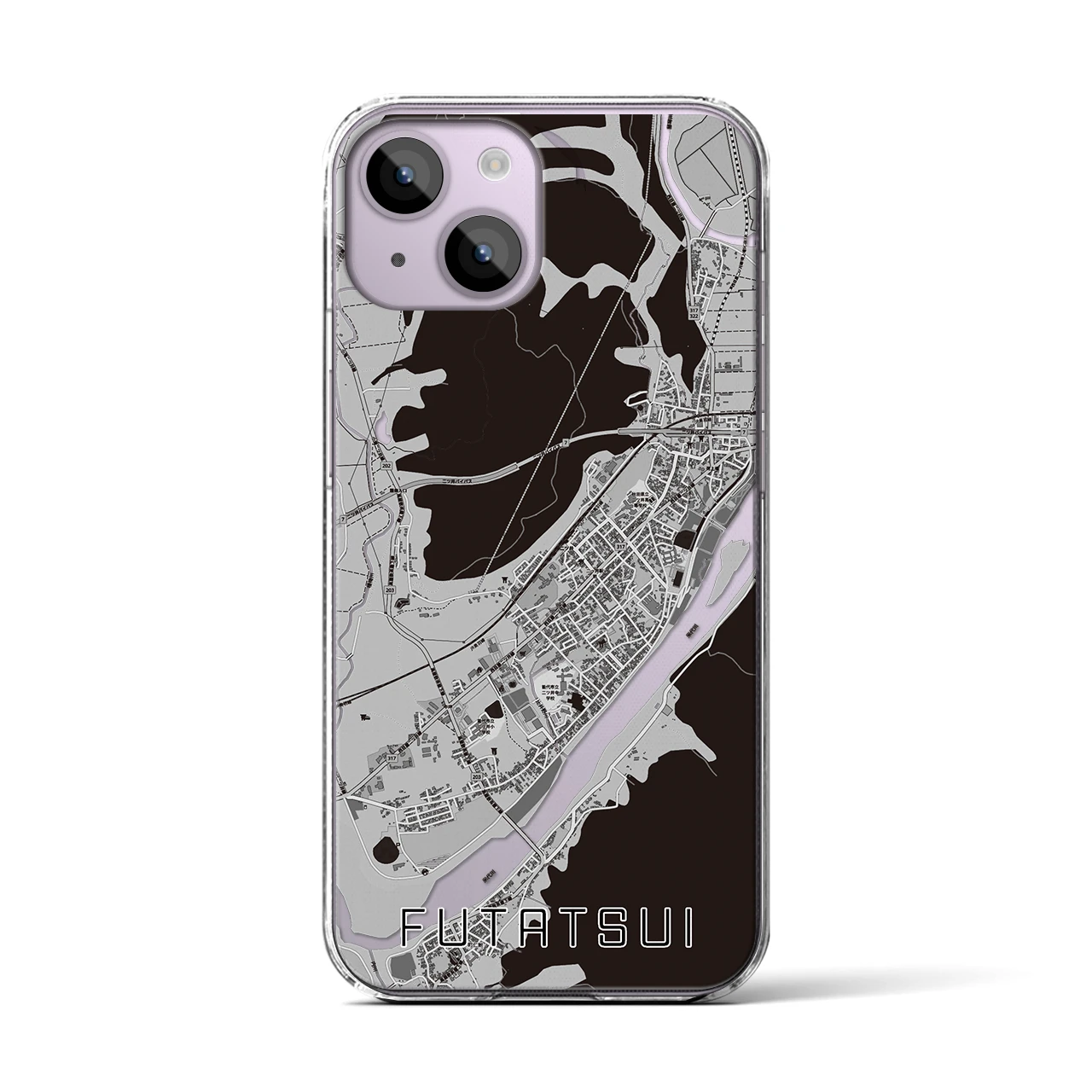 【二ツ井(秋田県)】地図柄iPhoneケース(クリアタイプ)