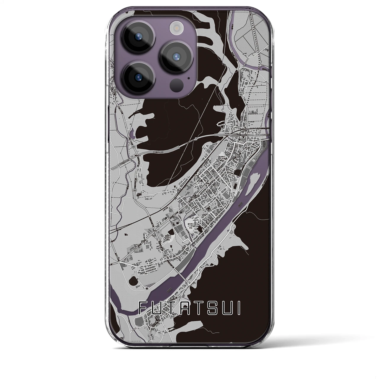 【二ツ井(秋田県)】地図柄iPhoneケース(クリアタイプ)