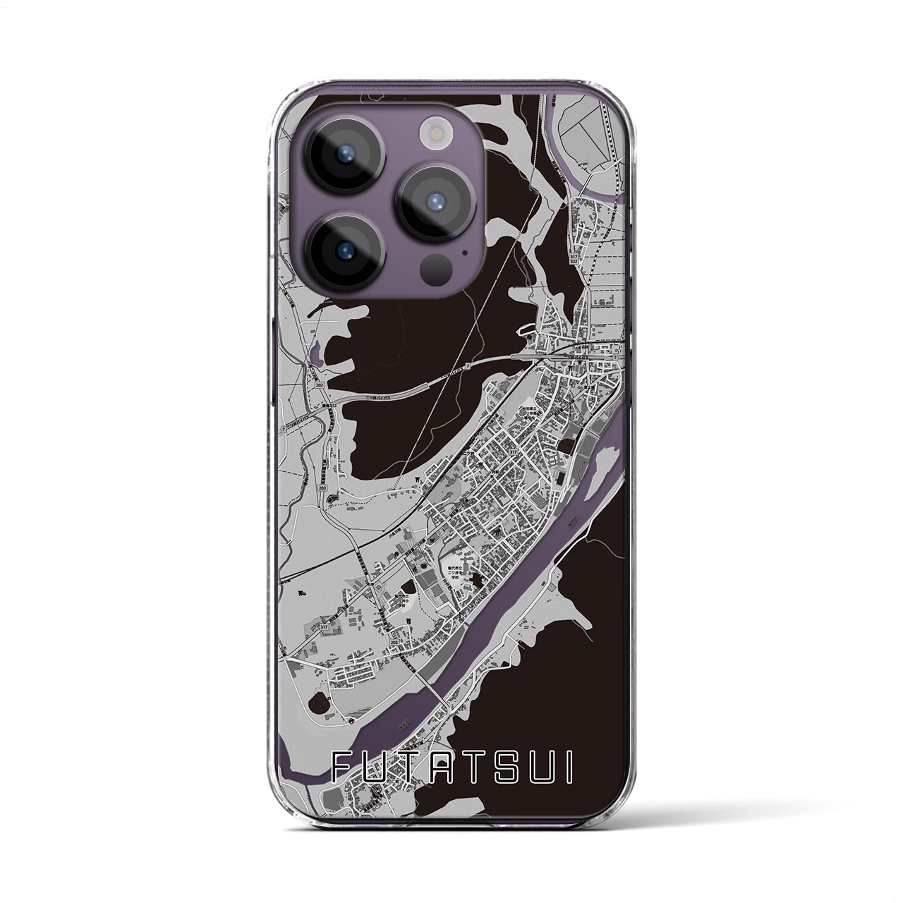 【二ツ井(秋田県)】地図柄iPhoneケース(クリアタイプ)