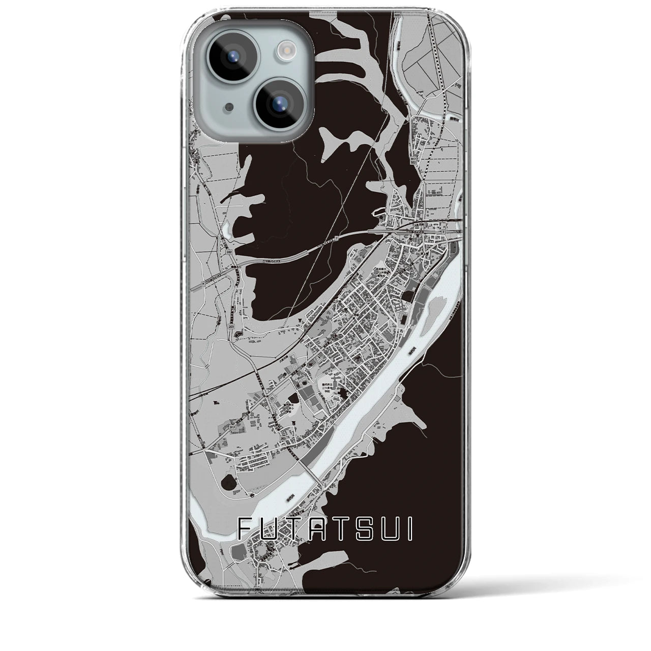 【二ツ井(秋田県)】地図柄iPhoneケース(クリアタイプ)