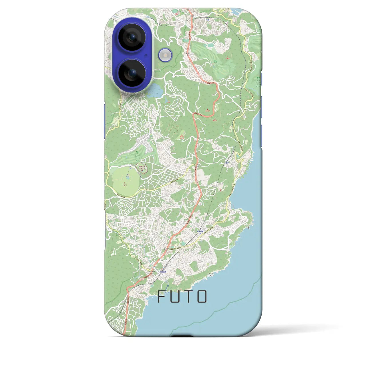 【富戸(静岡県)】地図柄iPhoneケース(バックカバータイプ)ブラック・iPhone 16 Pro Max 用