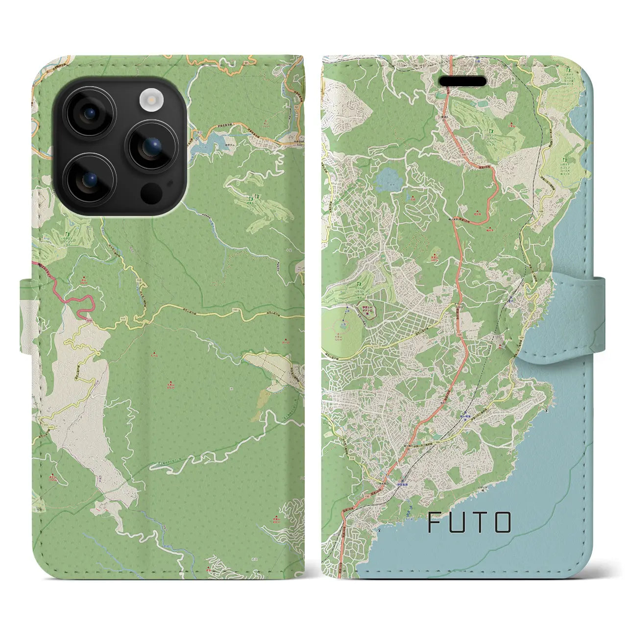 【富戸(静岡県)】地図柄iPhoneケース(手帳タイプ)ナチュラル・iPhone 16 用