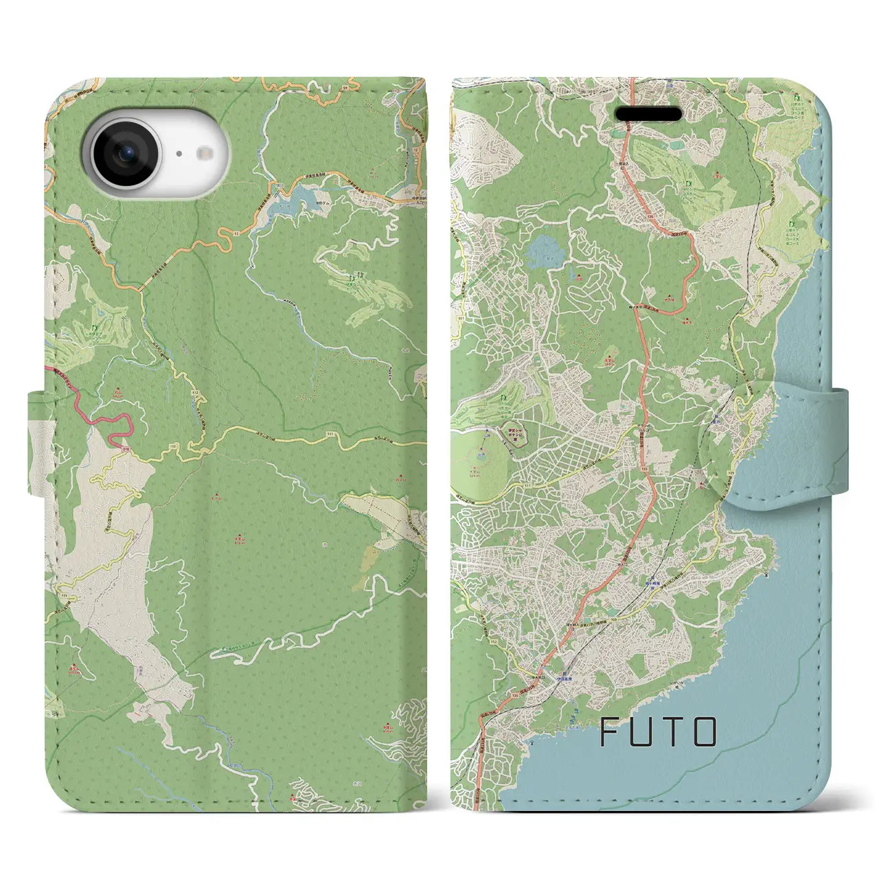 【富戸(静岡県)】地図柄iPhoneケース(手帳タイプ)