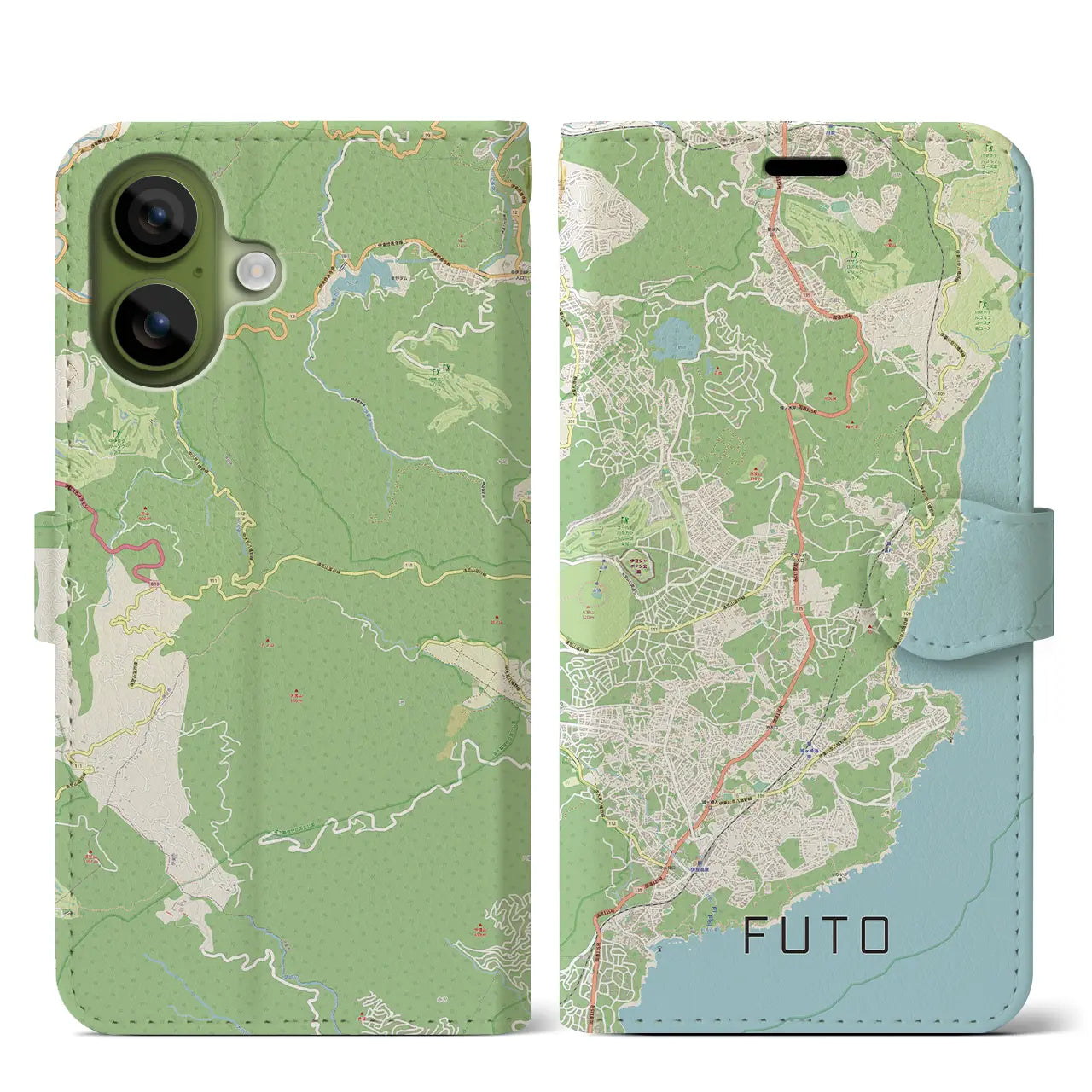 【富戸(静岡県)】地図柄iPhoneケース(手帳タイプ)