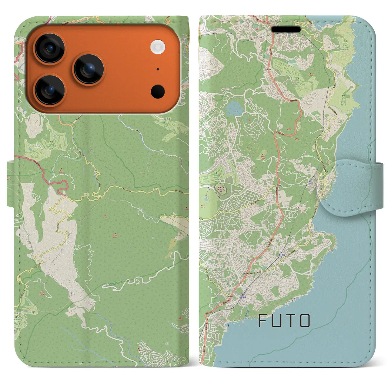 【富戸(静岡県)】地図柄iPhoneケース(手帳タイプ)ナチュラル・iPhone 17 Pro Max 用
