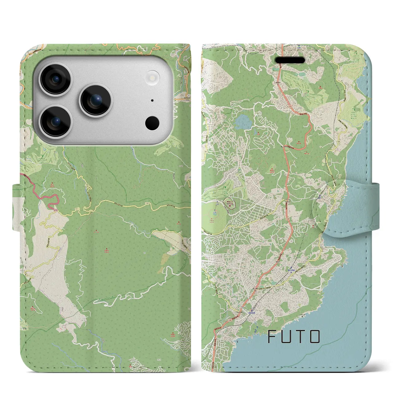 【富戸(静岡県)】地図柄iPhoneケース(手帳タイプ)