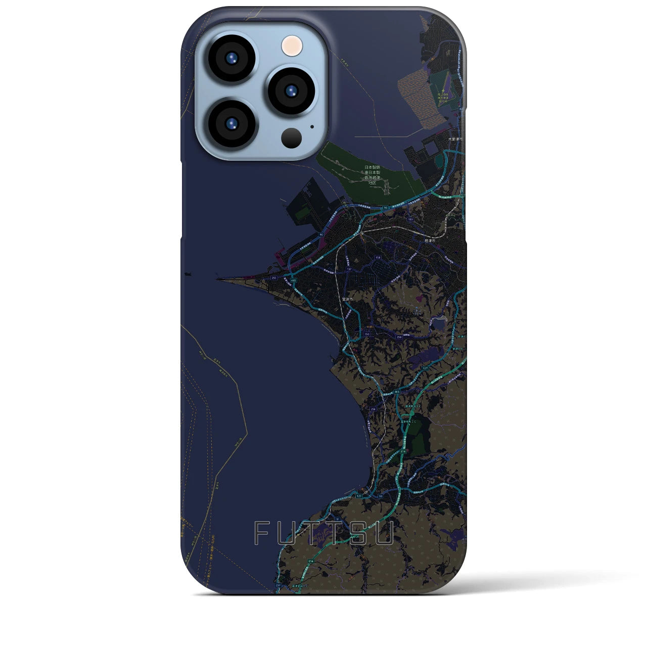 【富津(千葉県)】地図柄iPhoneケース(バックカバータイプ)