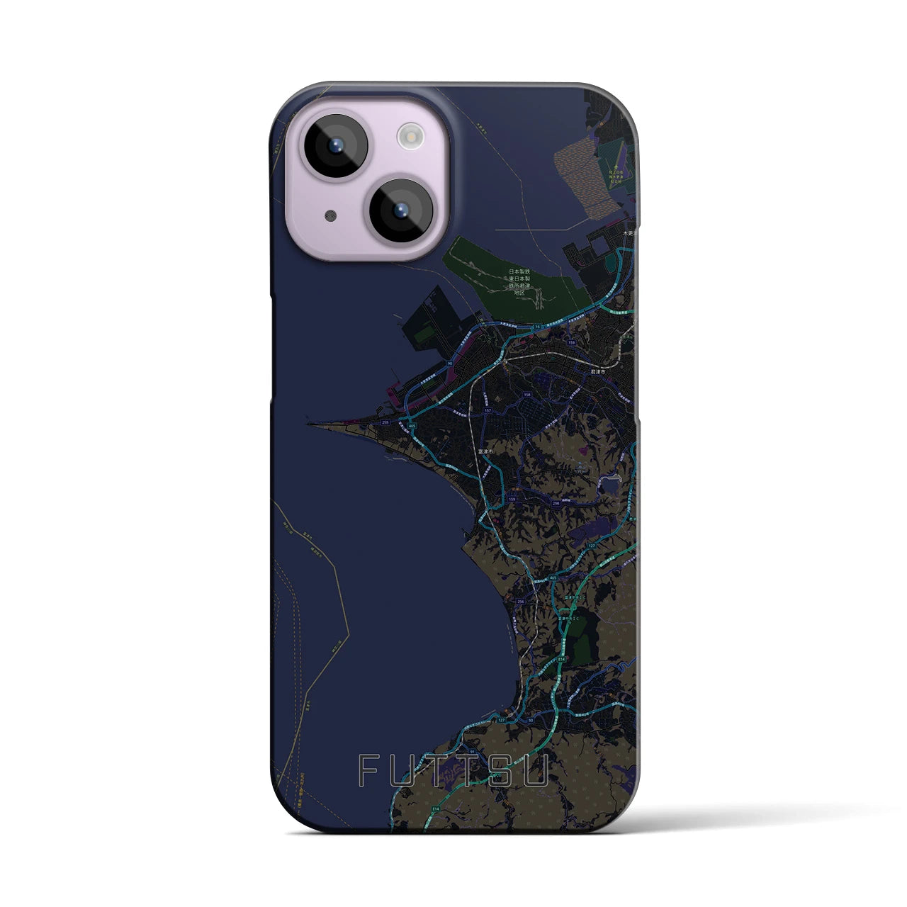 【富津(千葉県)】地図柄iPhoneケース(バックカバータイプ)