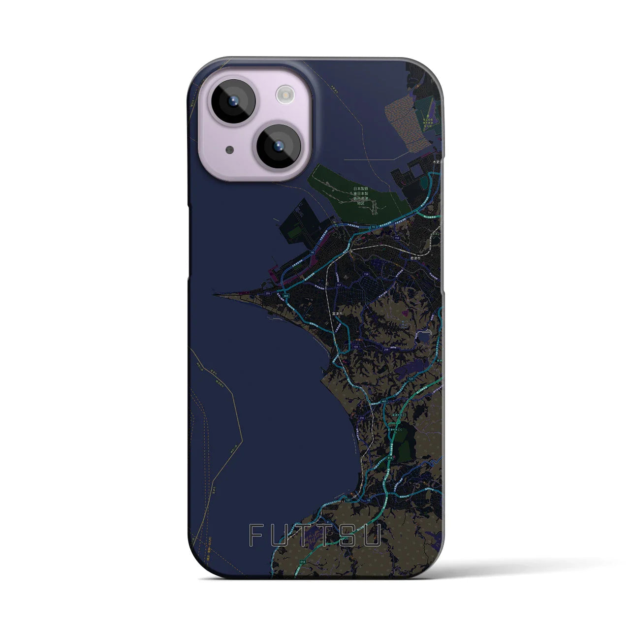 【富津(千葉県)】地図柄iPhoneケース(バックカバータイプ)