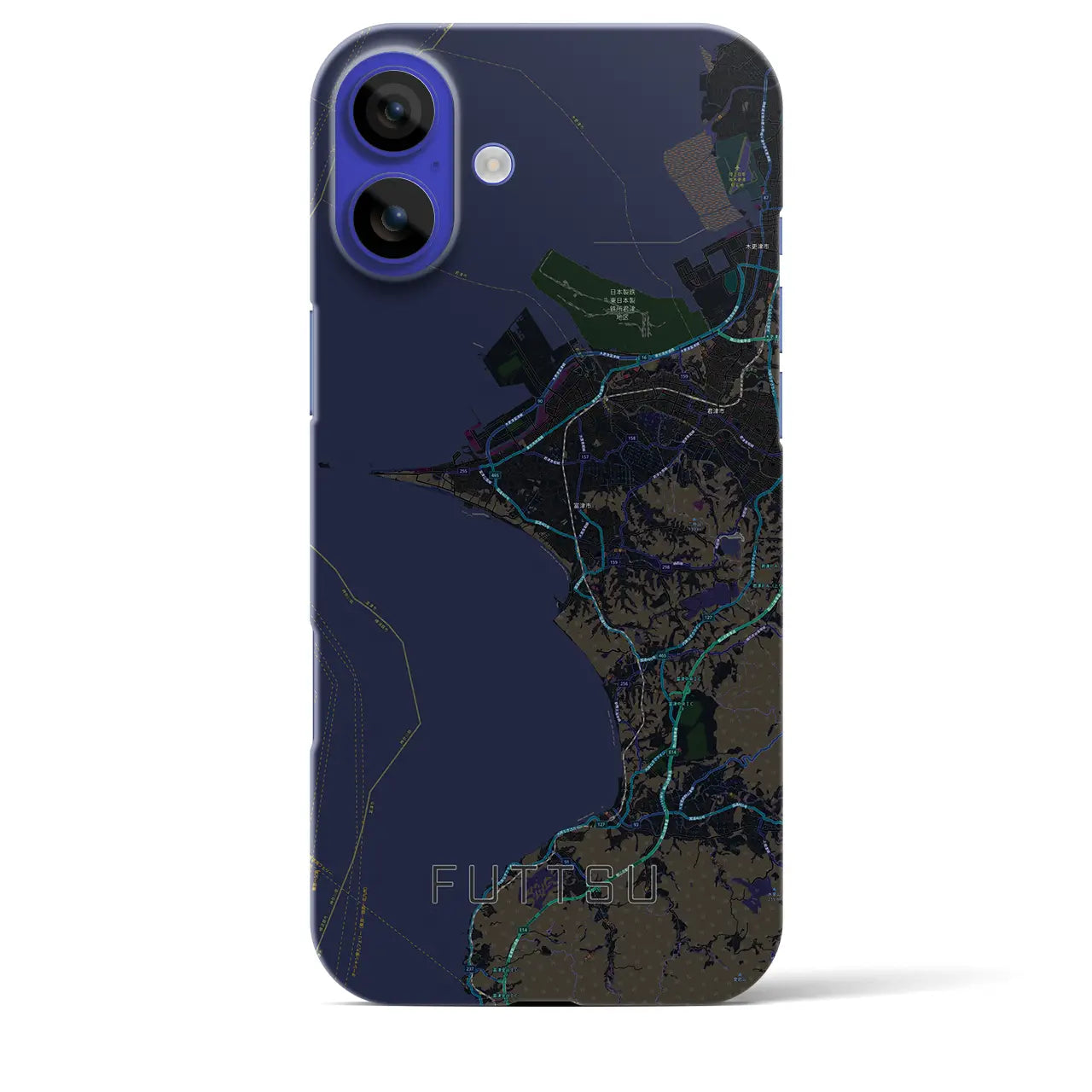 【富津(千葉県)】地図柄iPhoneケース(バックカバータイプ)