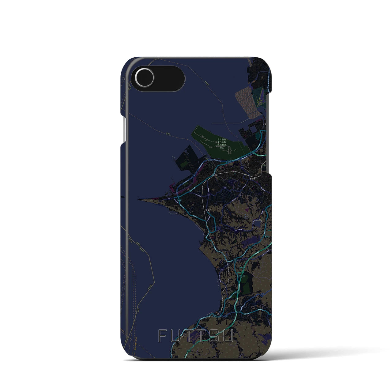 【富津(千葉県)】地図柄iPhoneケース(バックカバータイプ)