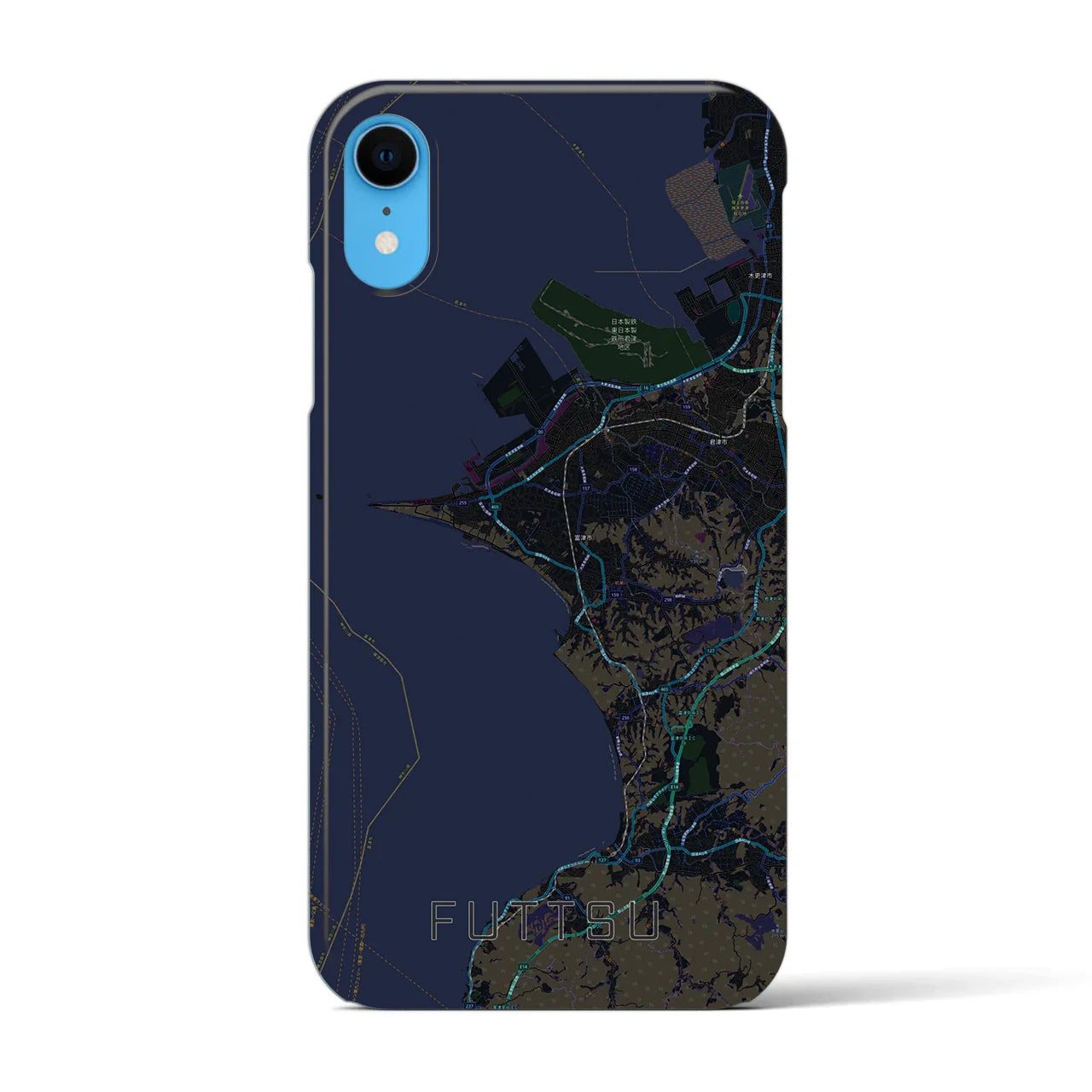 【富津(千葉県)】地図柄iPhoneケース(バックカバータイプ)