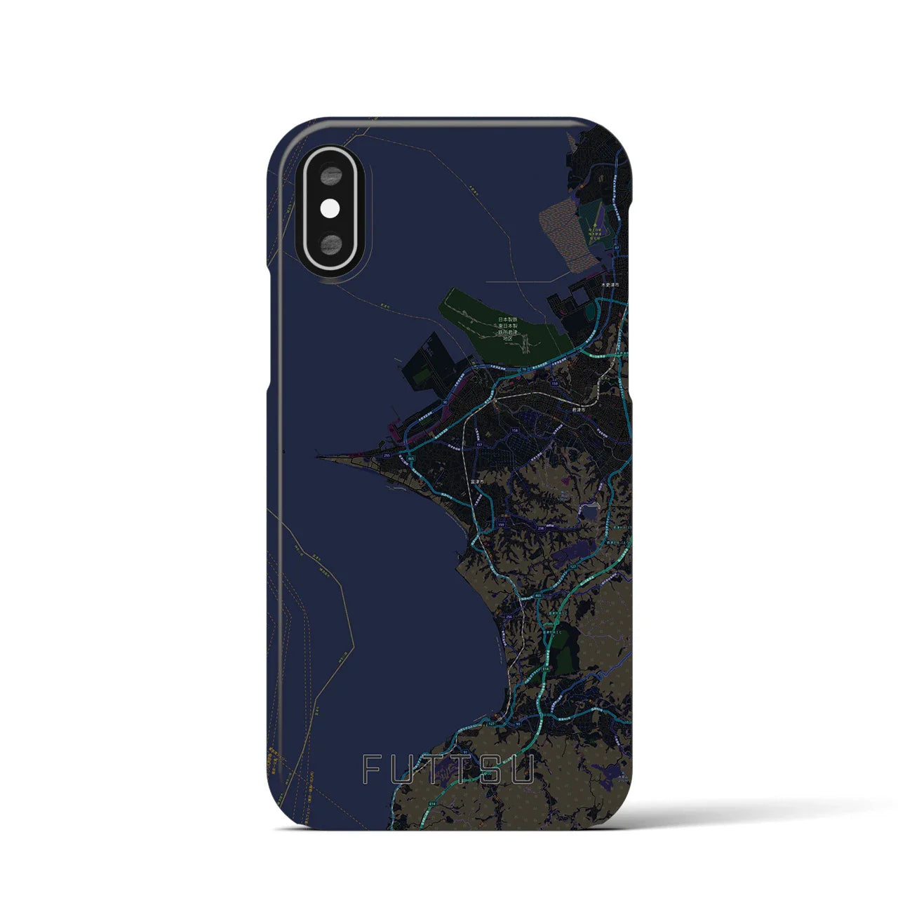 【富津(千葉県)】地図柄iPhoneケース(バックカバータイプ)