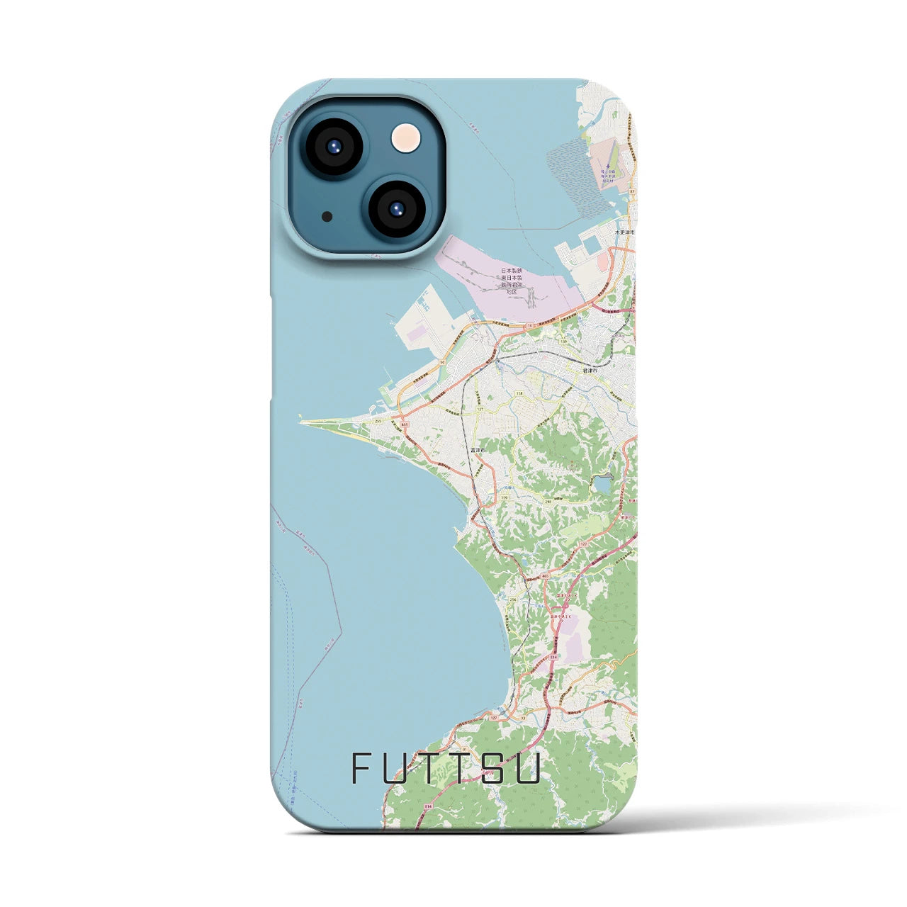 【富津(千葉県)】地図柄iPhoneケース(バックカバータイプ)