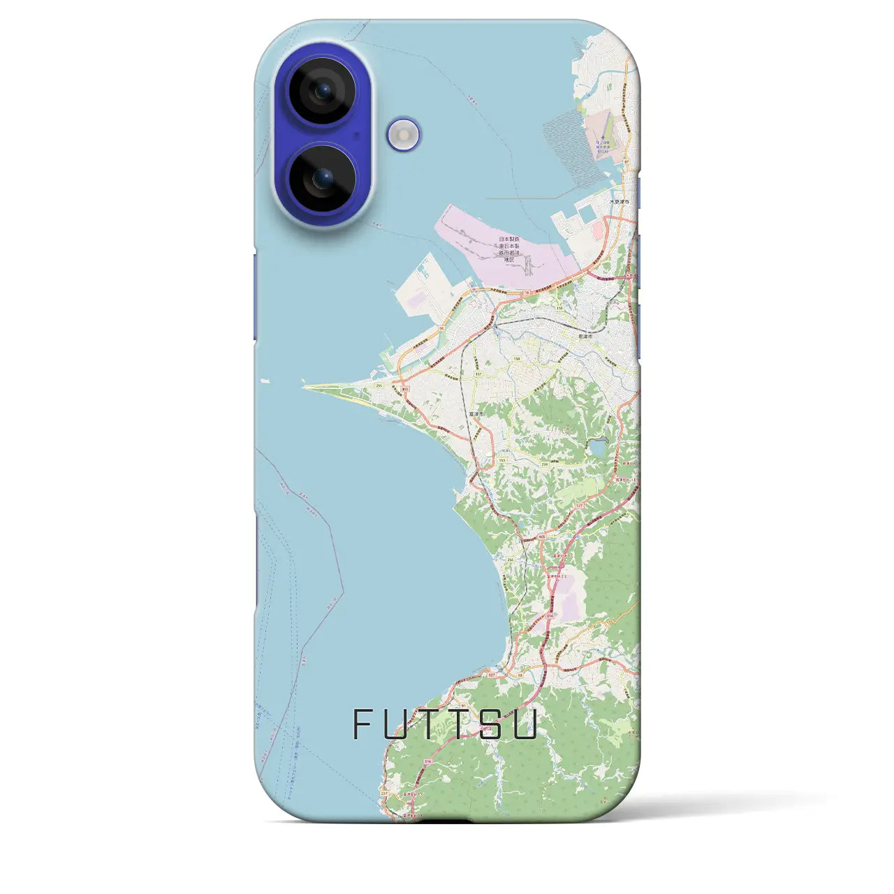 【富津(千葉県)】地図柄iPhoneケース(バックカバータイプ)ブラック・iPhone 16 Pro Max 用