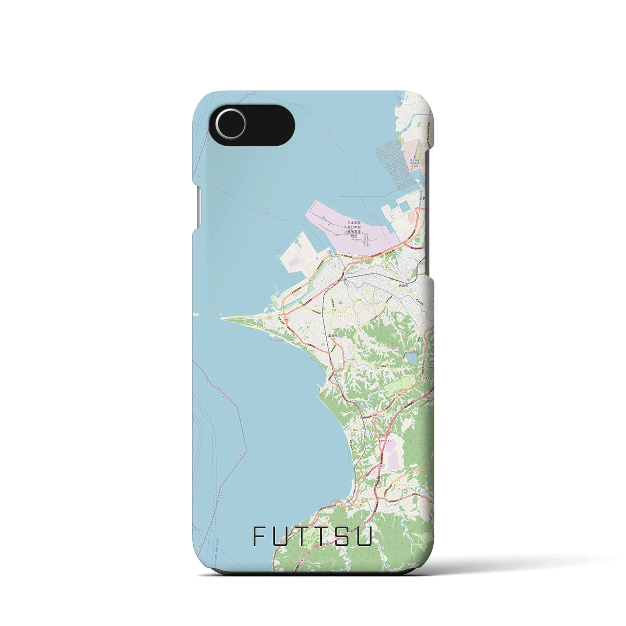 【富津(千葉県)】地図柄iPhoneケース(バックカバータイプ)