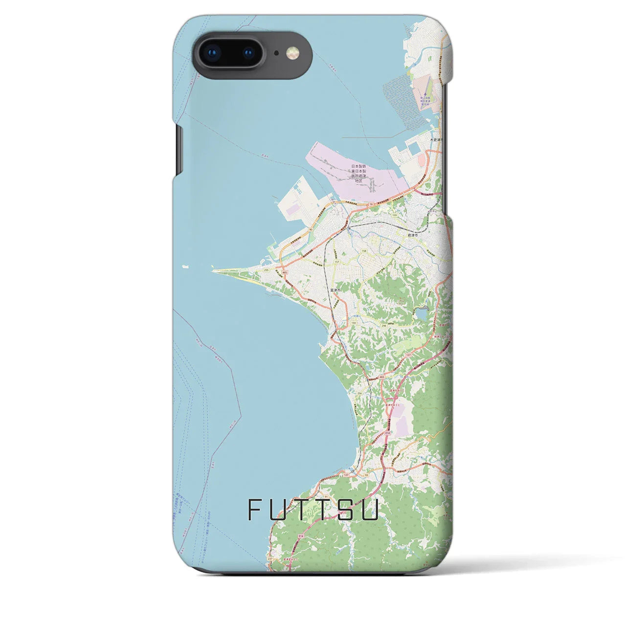 【富津(千葉県)】地図柄iPhoneケース(バックカバータイプ)