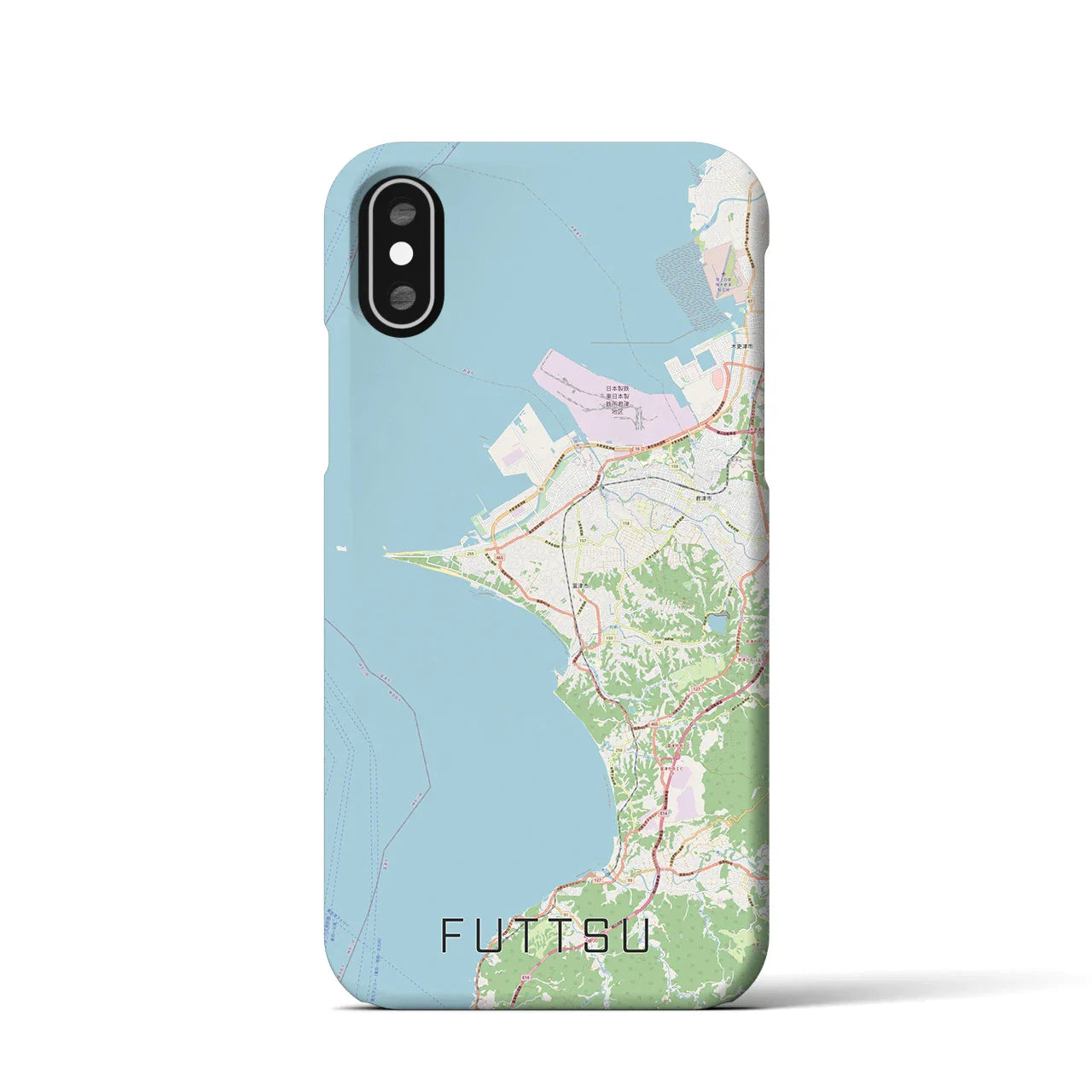 【富津(千葉県)】地図柄iPhoneケース(バックカバータイプ)