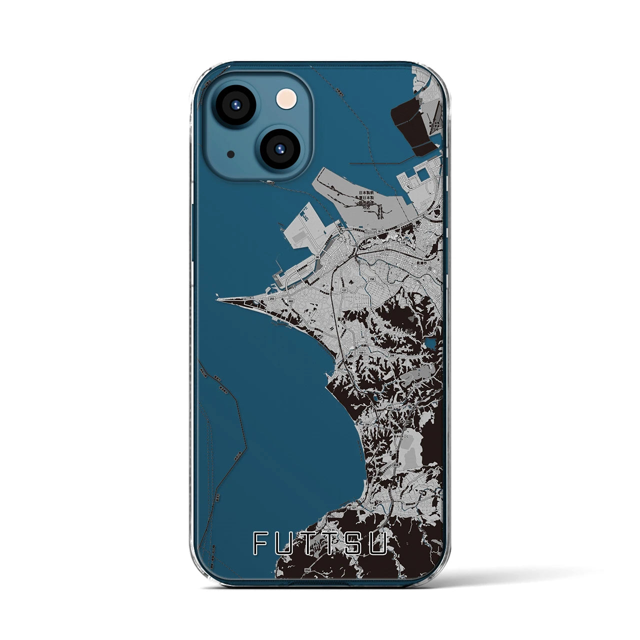 【富津(千葉県)】地図柄iPhoneケース(クリアタイプ)