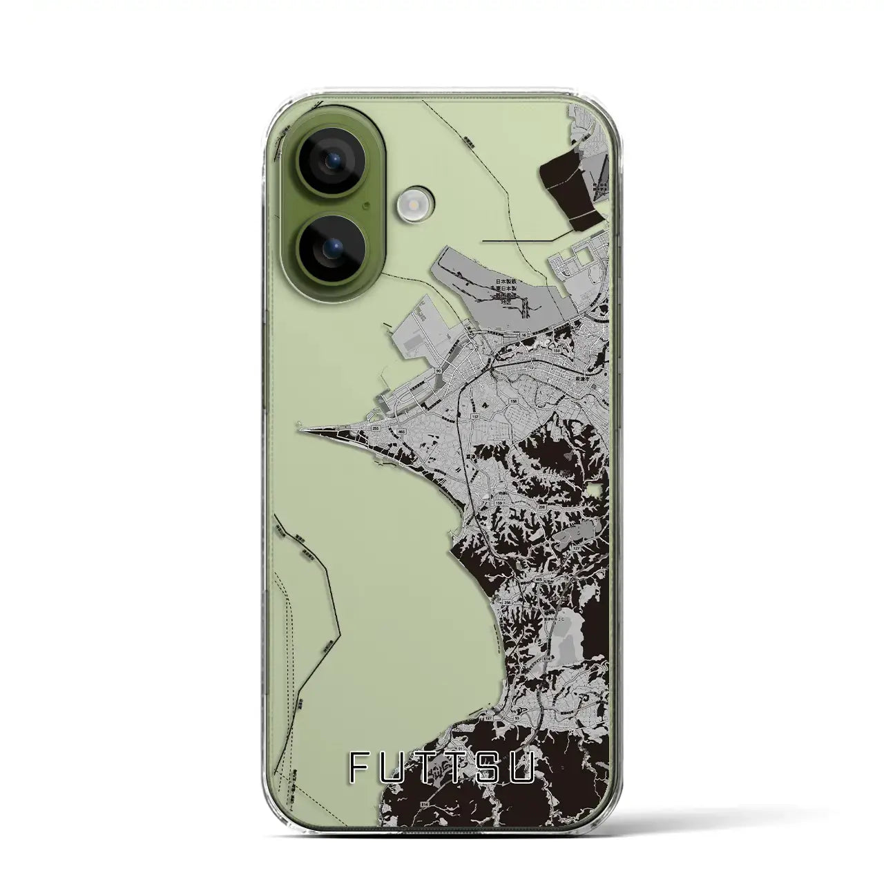 【富津(千葉県)】地図柄iPhoneケース(クリアタイプ)モノトーン・iPhone 17 Pro Max 用