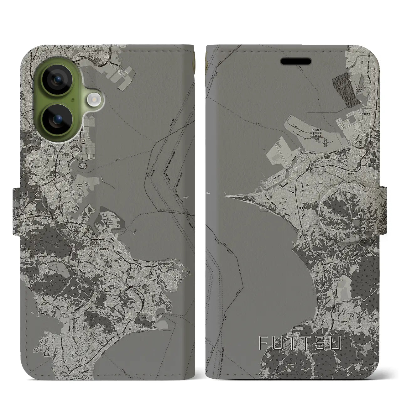 【富津(千葉県)】地図柄iPhoneケース(手帳タイプ)