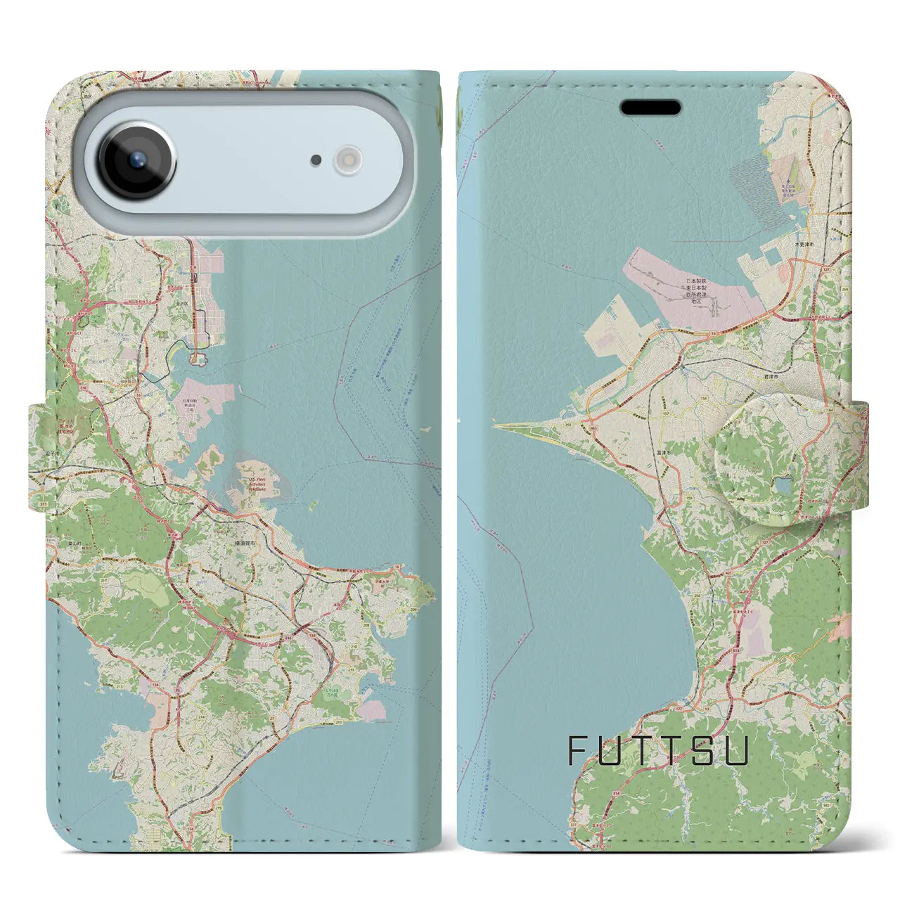 【富津(千葉県)】地図柄iPhoneケース(手帳タイプ)