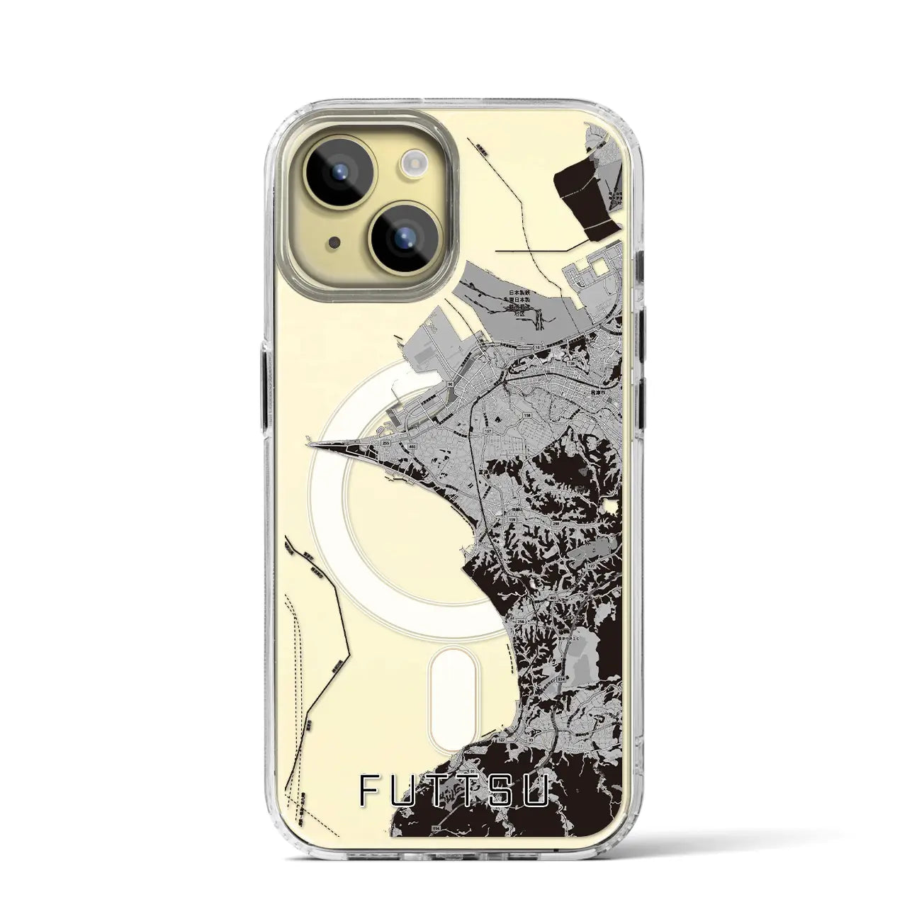 【富津(千葉県)】地図柄iPhoneケース(MagSafeタイプ)