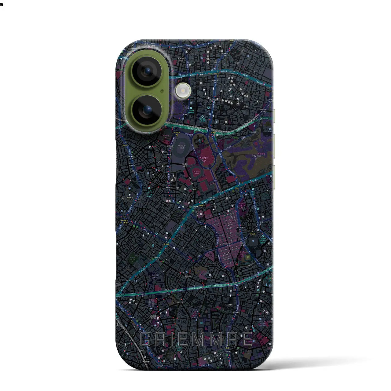 【外苑前(東京都)】地図柄iPhoneケース(バックカバータイプ)