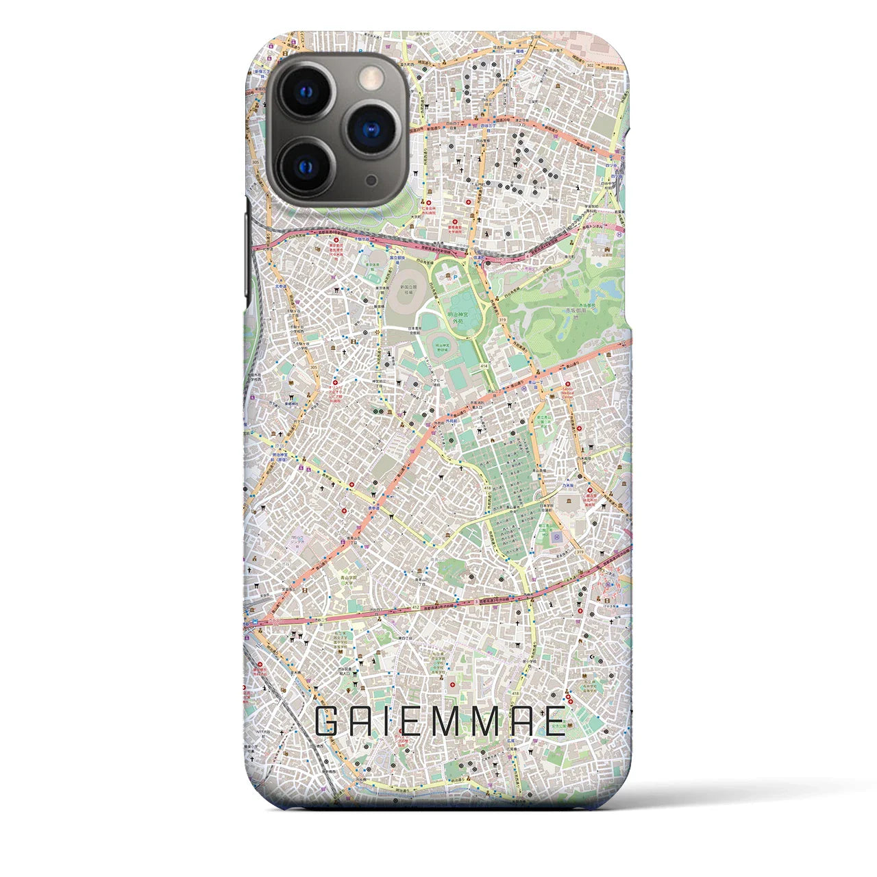 【外苑前(東京都)】地図柄iPhoneケース(バックカバータイプ)
