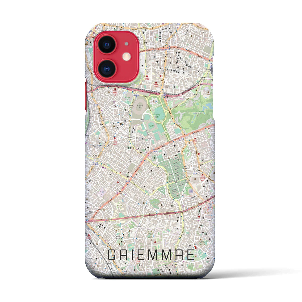 【外苑前(東京都)】地図柄iPhoneケース(バックカバータイプ)
