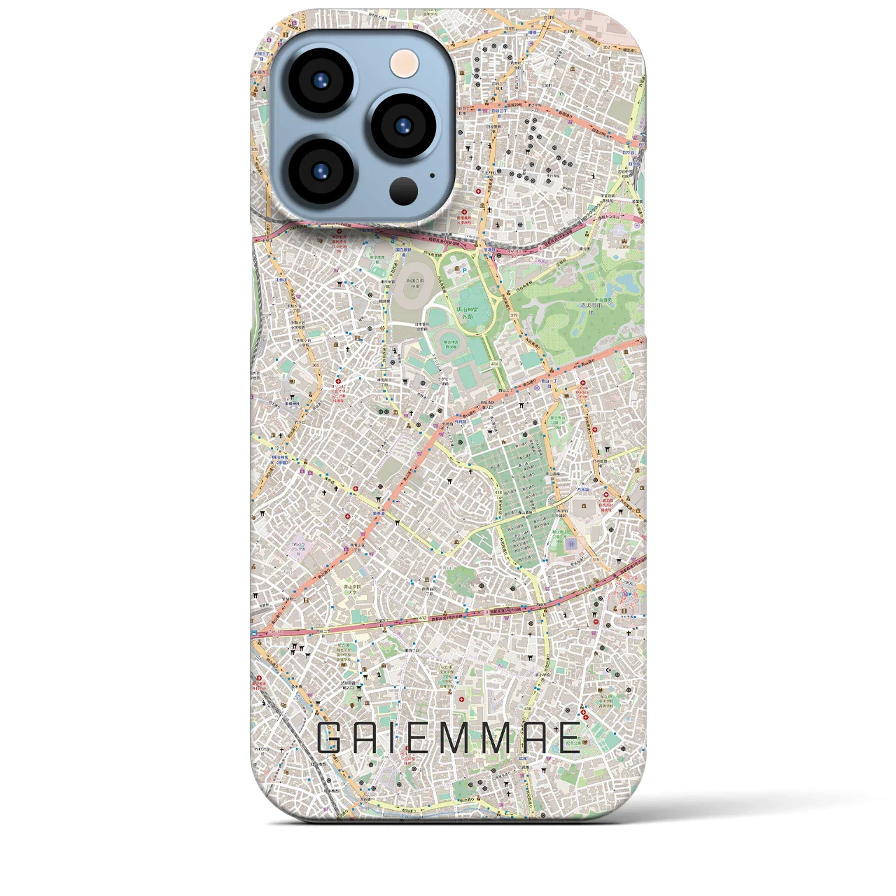 【外苑前(東京都)】地図柄iPhoneケース(バックカバータイプ)