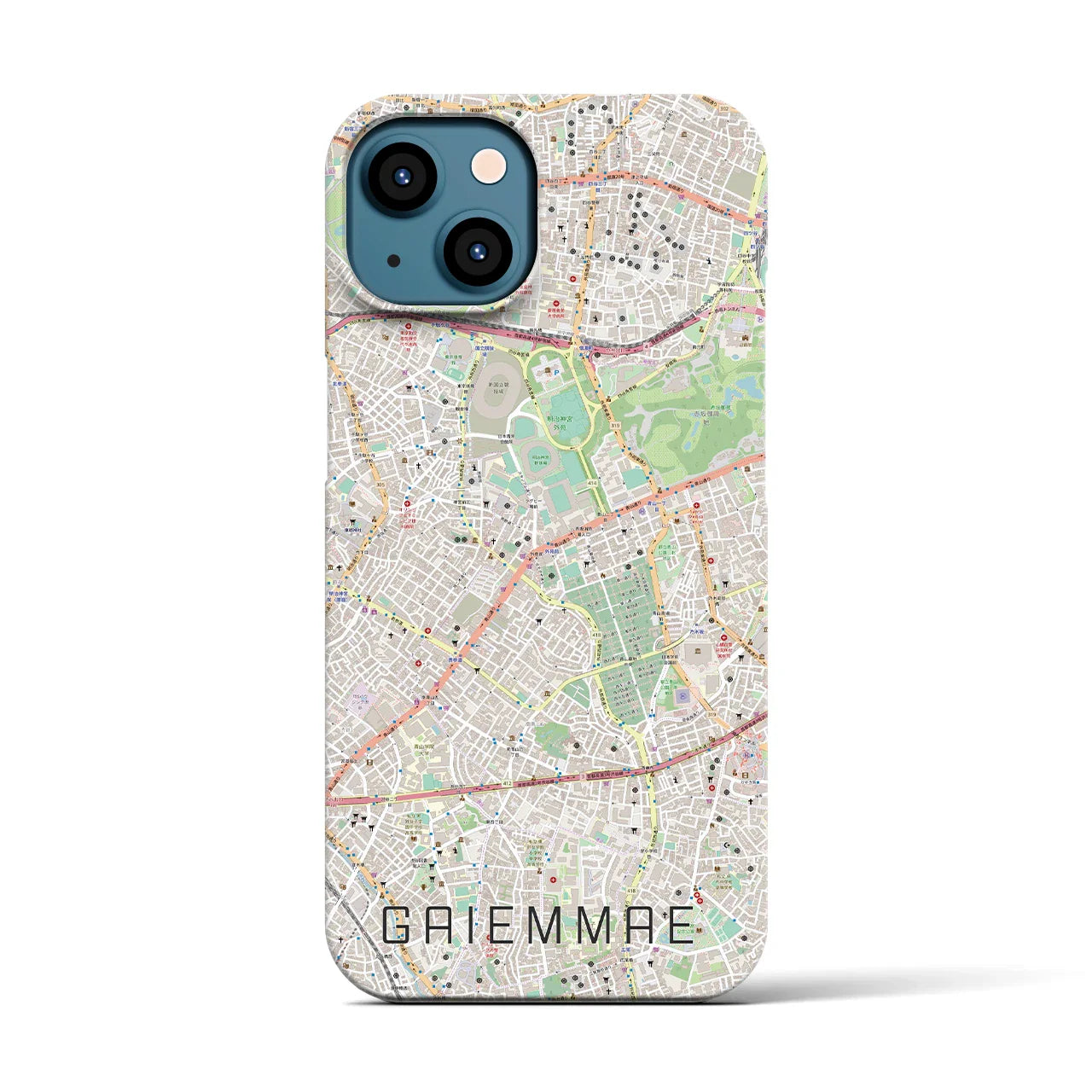 【外苑前(東京都)】地図柄iPhoneケース(バックカバータイプ)