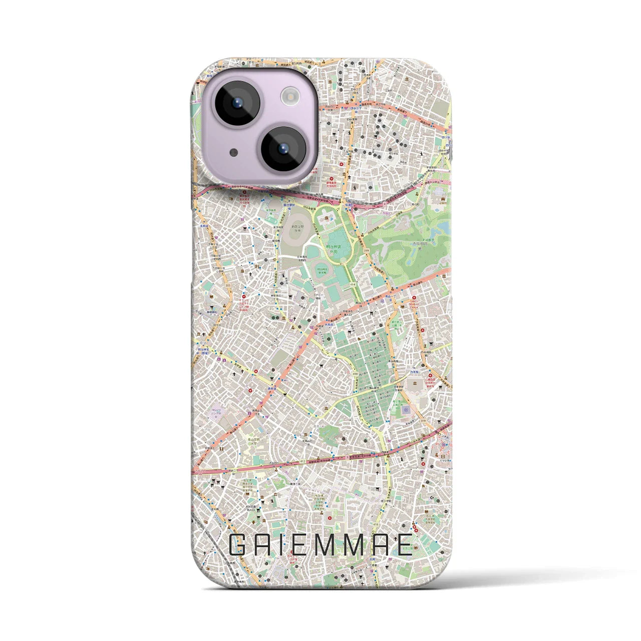 【外苑前(東京都)】地図柄iPhoneケース(バックカバータイプ)