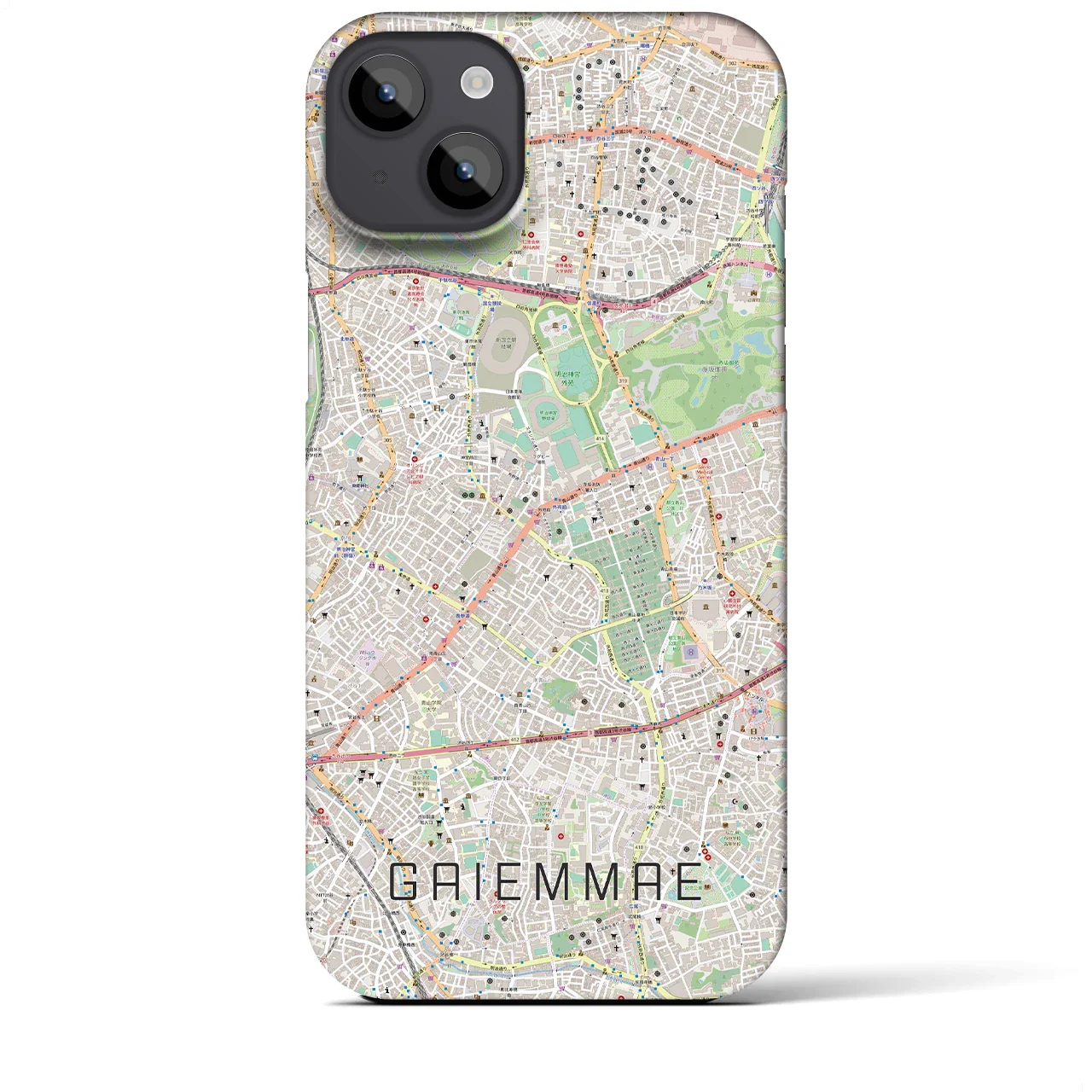 【外苑前(東京都)】地図柄iPhoneケース(バックカバータイプ)