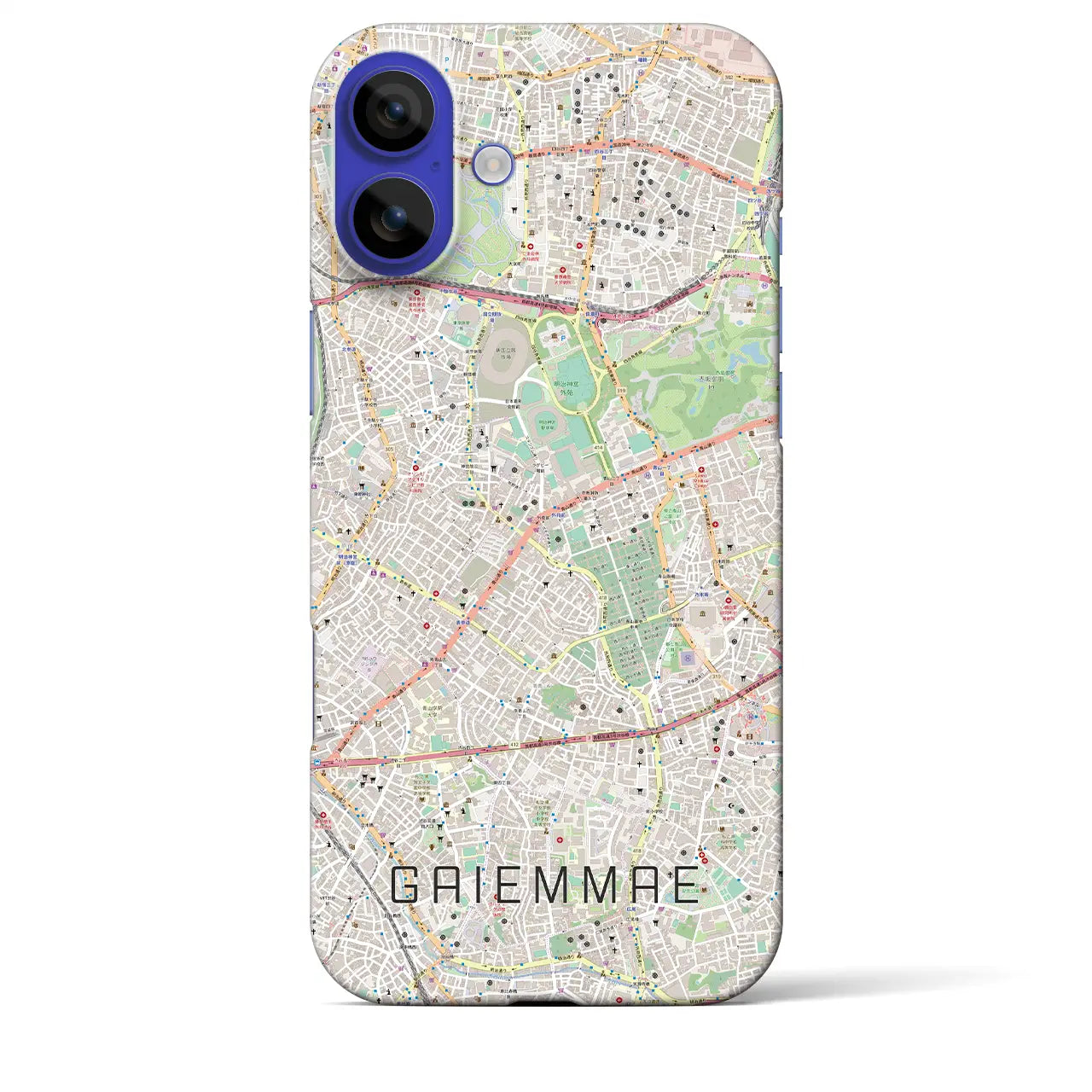 【外苑前(東京都)】地図柄iPhoneケース(バックカバータイプ)ブラック・iPhone 16 Pro Max 用