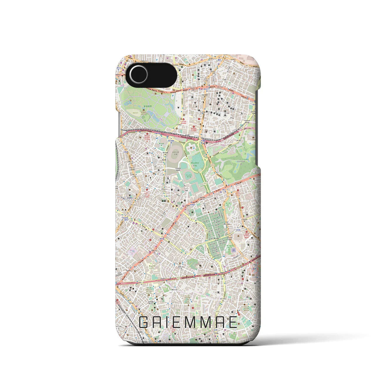 【外苑前(東京都)】地図柄iPhoneケース(バックカバータイプ)