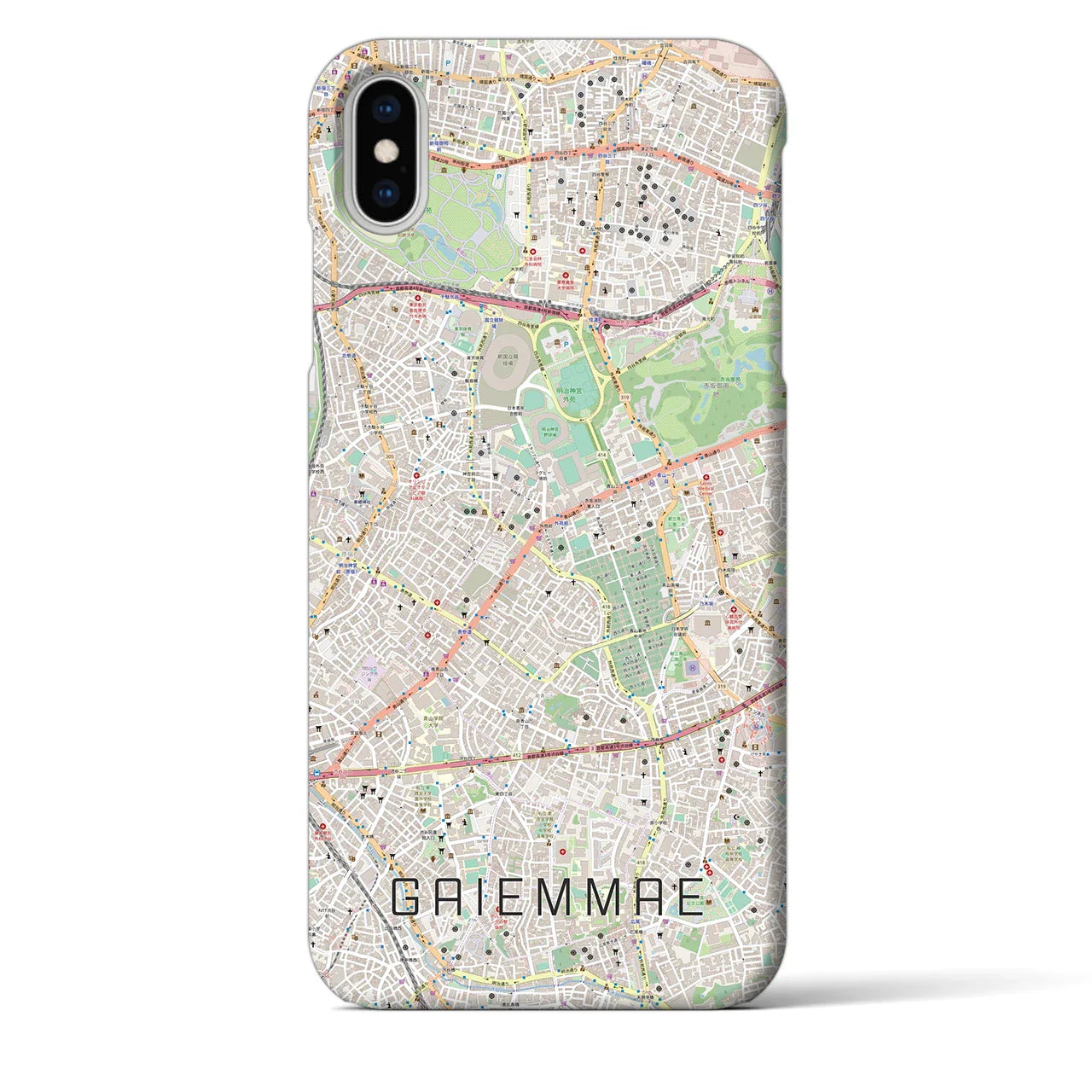 【外苑前(東京都)】地図柄iPhoneケース(バックカバータイプ)