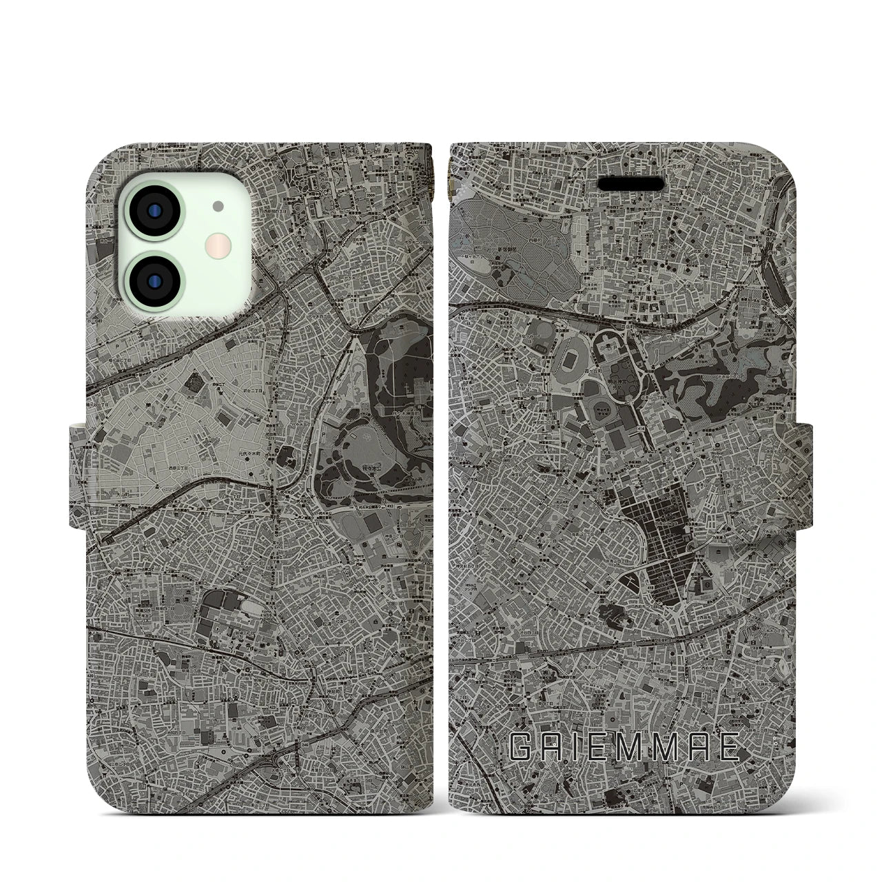 【外苑前(東京都)】地図柄iPhoneケース(手帳タイプ)