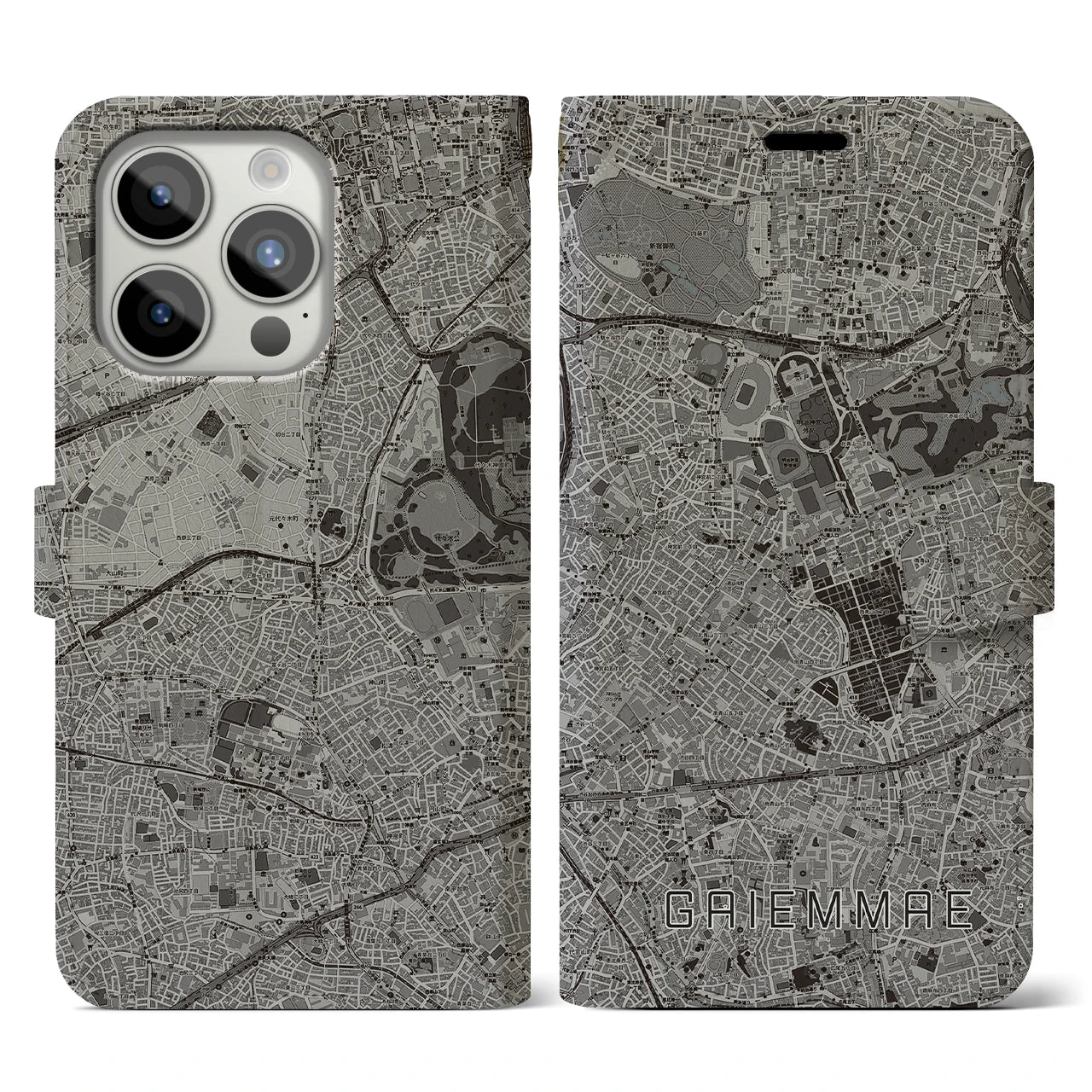 【外苑前(東京都)】地図柄iPhoneケース(手帳タイプ)