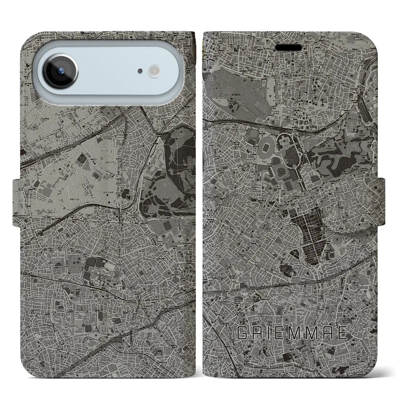 【外苑前(東京都)】地図柄iPhoneケース(手帳タイプ)