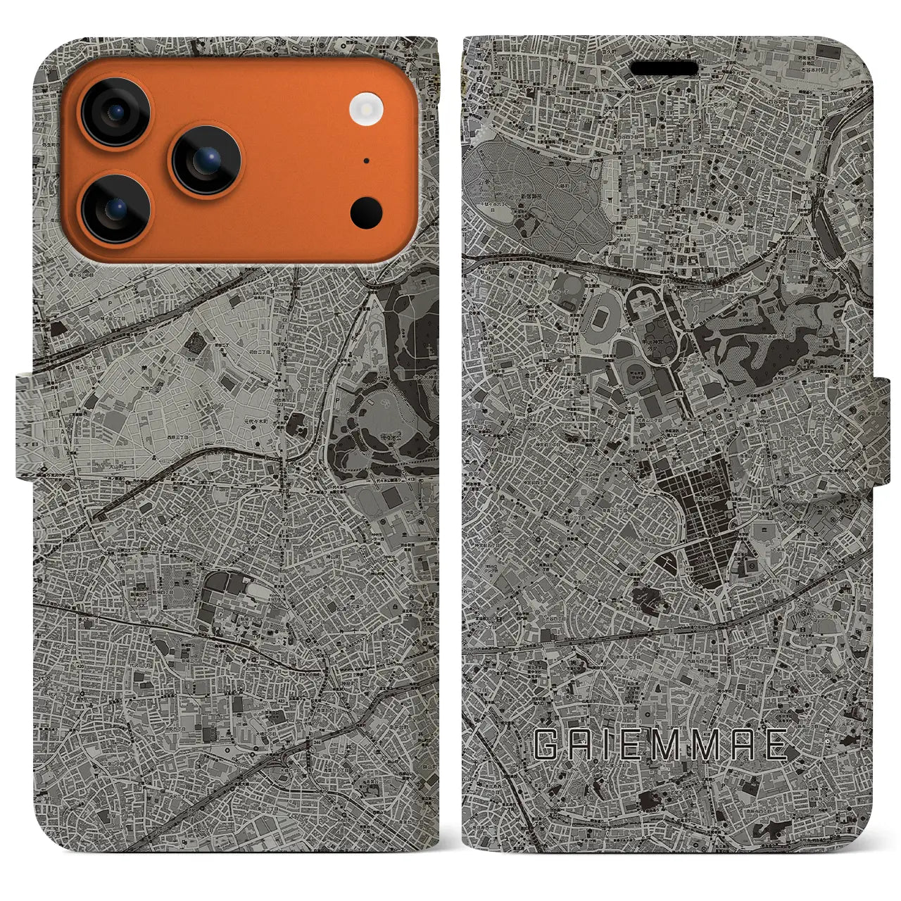 【外苑前(東京都)】地図柄iPhoneケース(手帳タイプ)