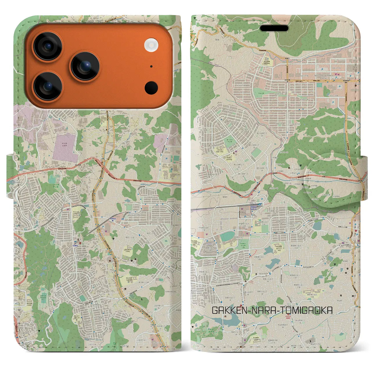 【学研奈良登美ヶ丘(奈良県)】地図柄iPhoneケース(手帳タイプ)