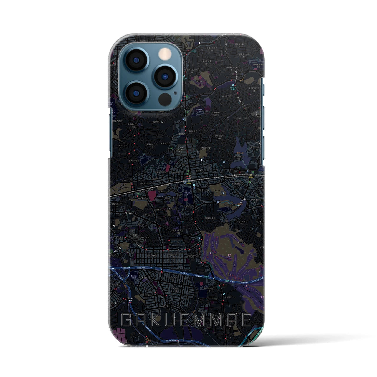 【学園前(奈良県)】地図柄iPhoneケース(バックカバータイプ)