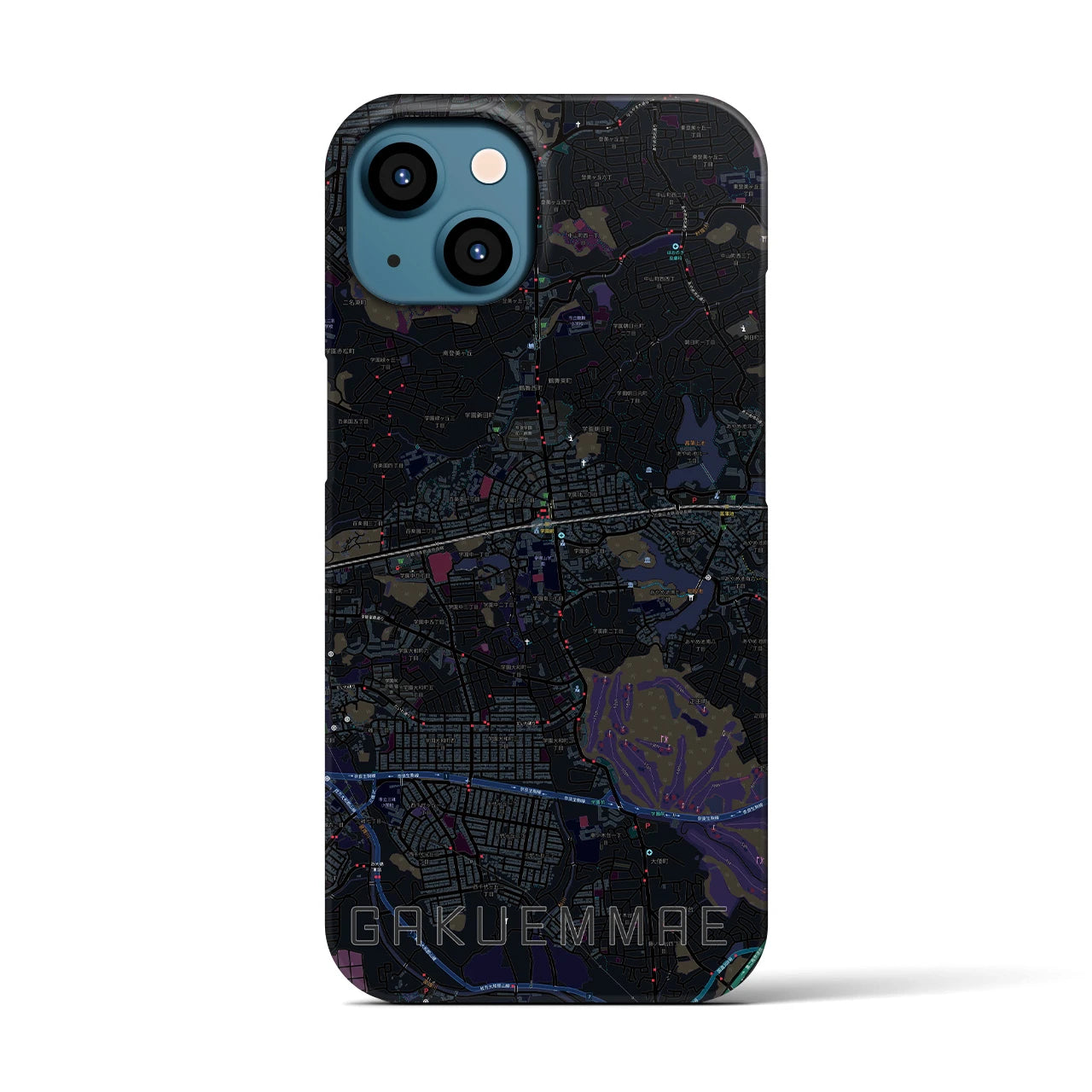 【学園前(奈良県)】地図柄iPhoneケース(バックカバータイプ)