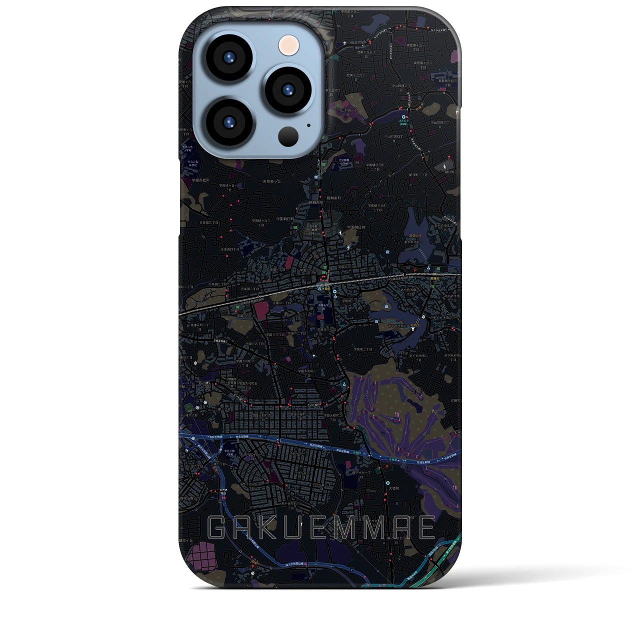 【学園前(奈良県)】地図柄iPhoneケース(バックカバータイプ)