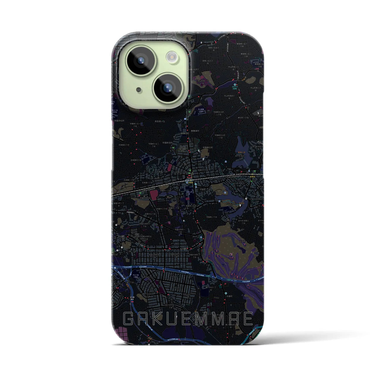 【学園前(奈良県)】地図柄iPhoneケース(バックカバータイプ)