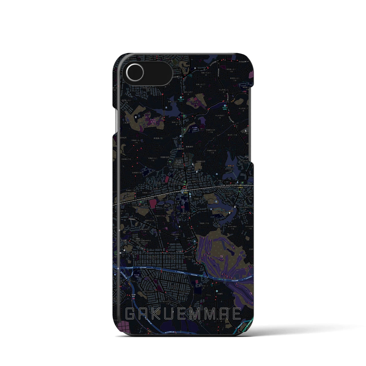 【学園前(奈良県)】地図柄iPhoneケース(バックカバータイプ)