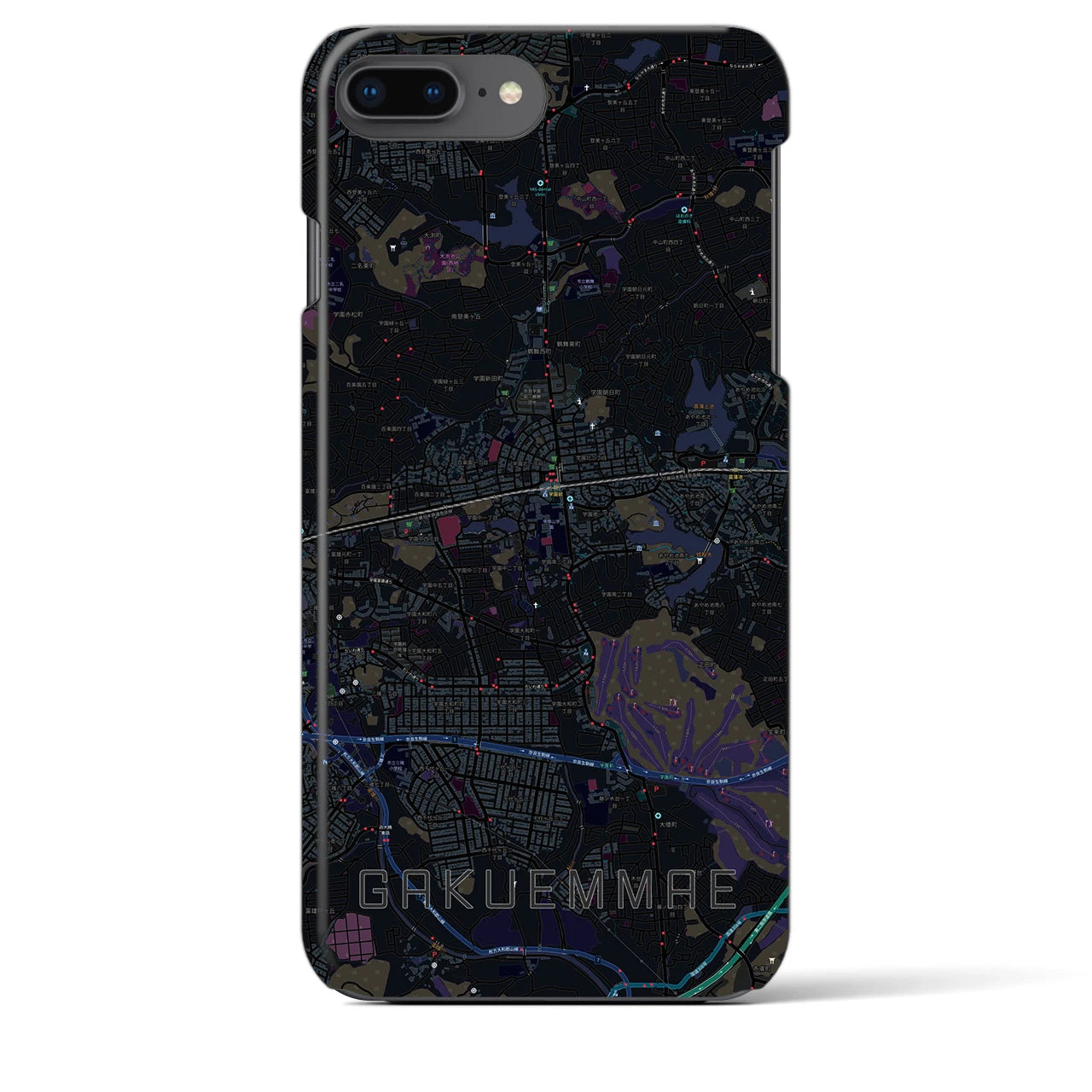 【学園前(奈良県)】地図柄iPhoneケース(バックカバータイプ)