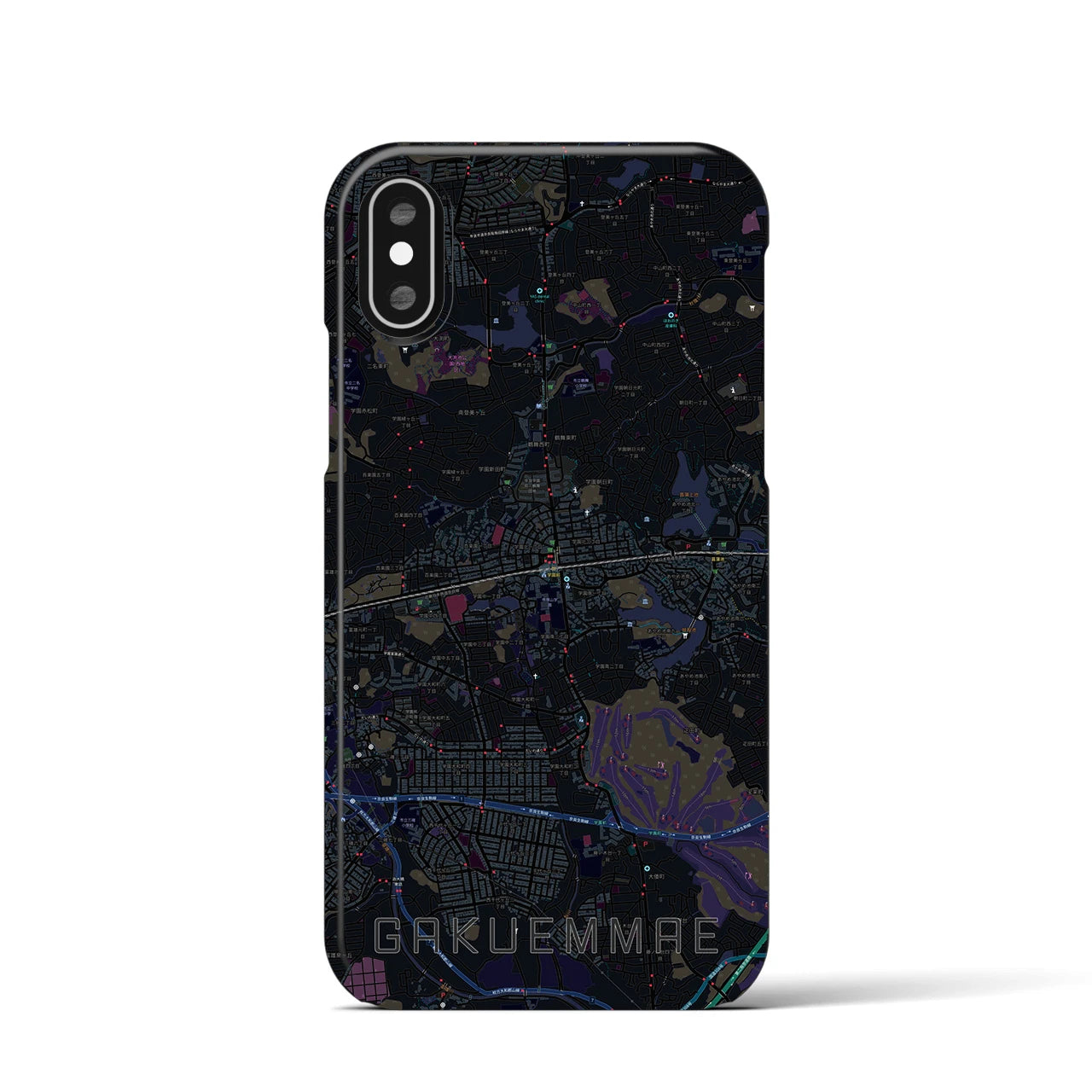 【学園前(奈良県)】地図柄iPhoneケース(バックカバータイプ)